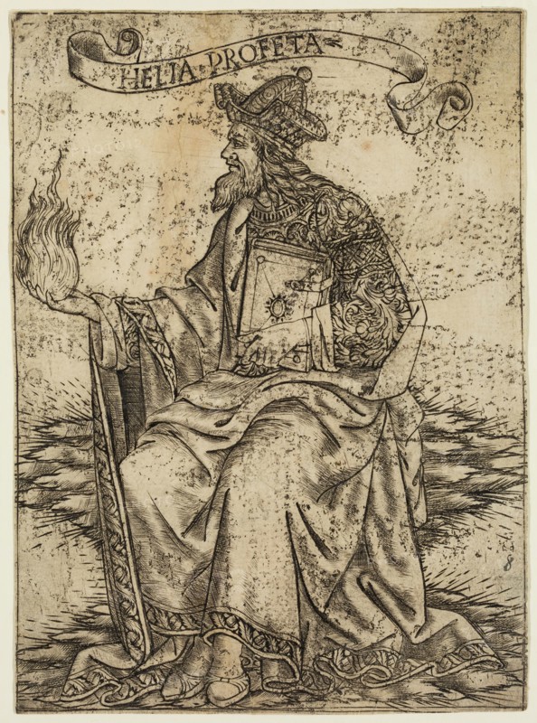 Baccio Baldini, Italian, 1436-1515, Elijah, mid 15th/early 16th Century, engraving printed in black ink on laid paper, sheet (trimmed within platemark): 5 5/8 x 4 in. (14.2 x 10.3 cm)