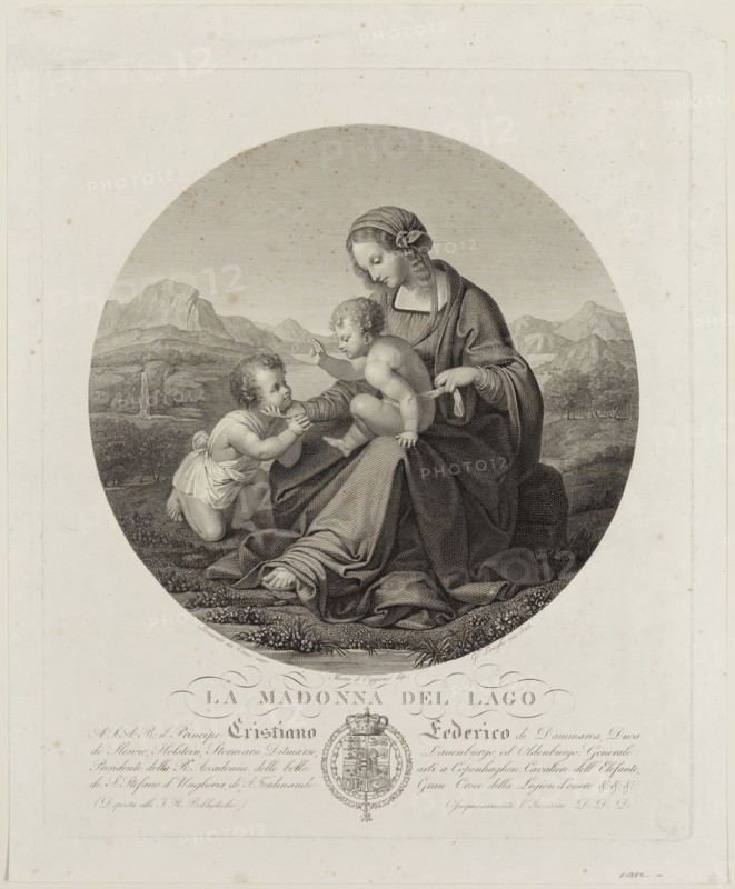Giuseppe Longhi, Italian, 1766-1831, after Leonardo da Vinci, Italian, 1452-1519, La Madonna del Lago, 1825, Engraving printed in black ink on wove paper, Image (diameter): 10 1/4 inches (26 cm)