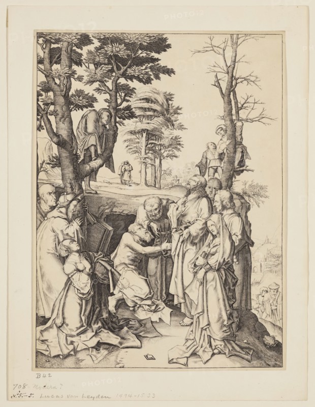Unknown (Dutch), after Lucas van Leyden, Netherlandish, 1494-1533, Raising of Lazarus, between 1508 and 1887, engraving printed in black ink on laid paper, Sheet (trimmed within plate mark): 10 3/4 × 8 inches (27.3 × 20.3 cm)