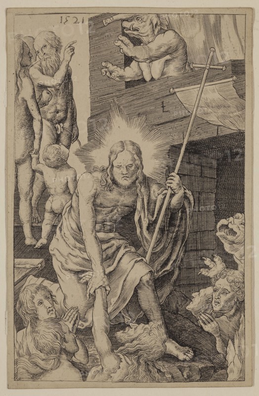 Unknown (Dutch), after Lucas van Leyden, Netherlandish, 1494-1533, Christ in Limbo, between 1521 and 1887, etching and engraving printed in black ink on wove paper, Sheet (trimmed within plate mark): 4 3/4 × 3 inches (12.1 × 7.6 cm)