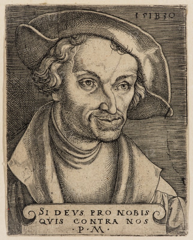 Master I. B., German, Melanchthon, 1530, engraving printed in black ink on laid paper, Sheet (trimmed within plate mark): 3 3/8 × 2 5/8 inches (8.6 × 6.7 cm)