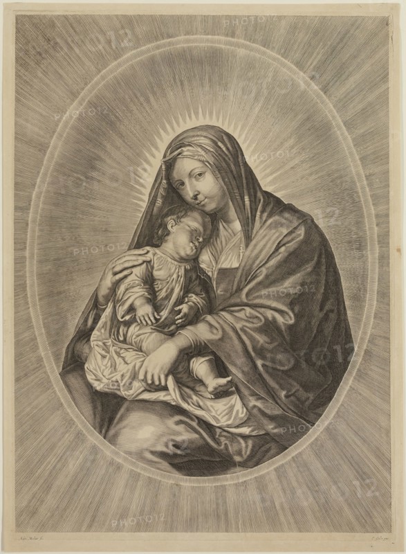 Adrian Melar, Flemish, 1633-1667, Madonna and Child, mid-17th century, engraving printed in black ink on laid paper, Plate: 16 7/8 × 12 1/4 inches (42.9 × 31.1 cm)