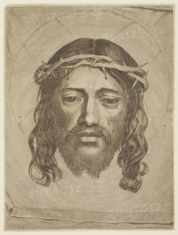 Claude Mellan, French, 1598-1688, Head of Christ, between 1598 and 1688, engraving printed in black ink on laid paper, Plate: 16 1/2 × 12 1/2 inches (41.9 × 31.8 cm)
