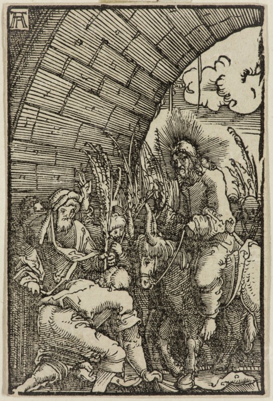 Albrecht Altdorfer, German, 1480-1538, Christ's Entry into Jerusalem, ca. 1513, woodcut printed in black ink on laid paper, Image: 2 7/8 × 1 7/8 inches (7.3 × 4.8 cm)