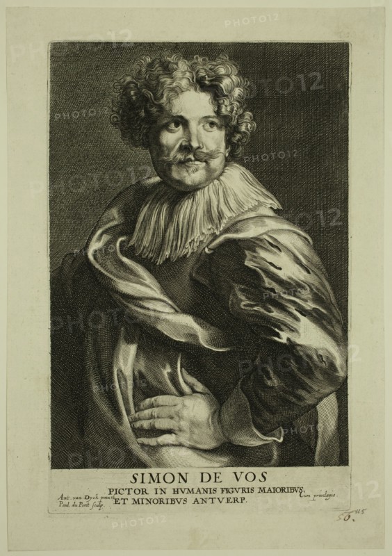 Paul Pontius, Flemish, 1603-1658, after Anton van Dyck, Flemish, 1599-1641, Simon de Vos, mid-17th century, engraving printed in black ink on laid paper, Plate: 9 1/2 × 6 inches (24.1 × 15.2 cm)