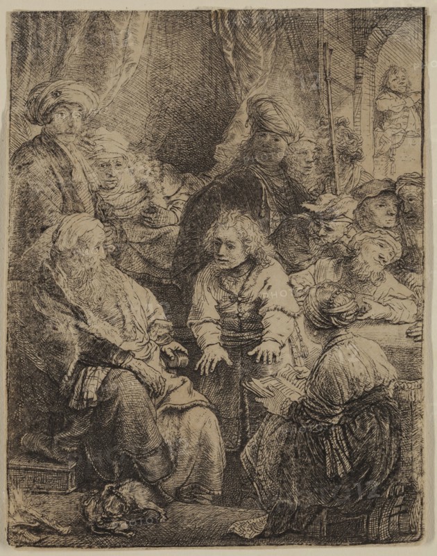 Rembrandt Harmensz van Rijn, Dutch, 1606-1669, Joseph Telling His Dreams, 1638, etching printed in black ink on laid paper, Sheet (trimmed within platemark): 4 1/8 × 3 1/4 inches (10.5 × 8.3 cm)