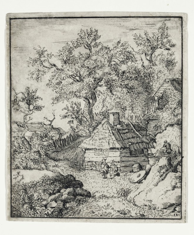 Unknown (Dutch), after Allart van Everdingen, Dutch, 1621-1675, Landscape with a Millstone near a Cask, second half of 18th century, pen and black ink on white laid paper, Sheet: 5 3/8 × 4 1/2 inches (13.7 × 11.4 cm)