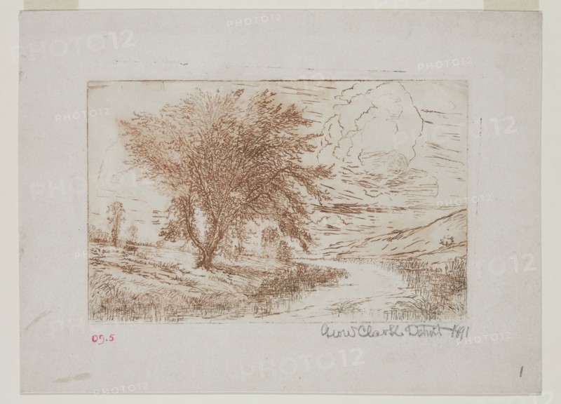 George W. Clark, American, Untitled, 1891, etching printed in brown ink on wove paper, Plate: 4 1/2 × 7 inches (11.4 × 17.8 cm)
