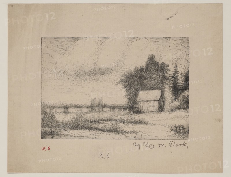 George W. Clark, American, Untitled, ca. 1893, etching printed in black ink on laid paper, Plate: 4 3/8 × 6 3/8 inches (11.1 × 16.2 cm)