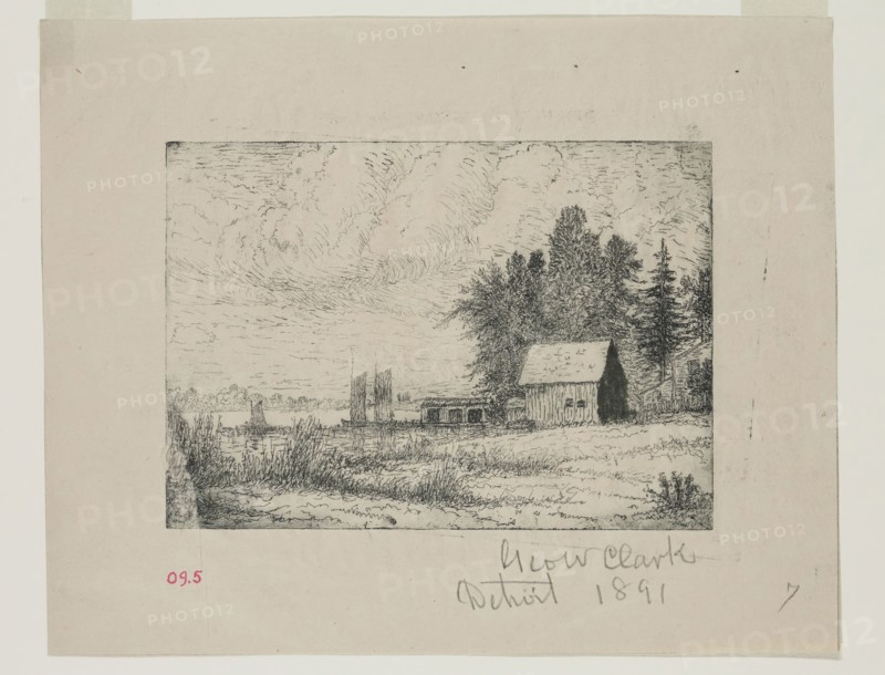 George W. Clark, American, Untitled, ca. 1891, etching printed in black ink on laid paper, Plate: 4 1/2 × 6 1/4 inches (11.4 × 15.9 cm)