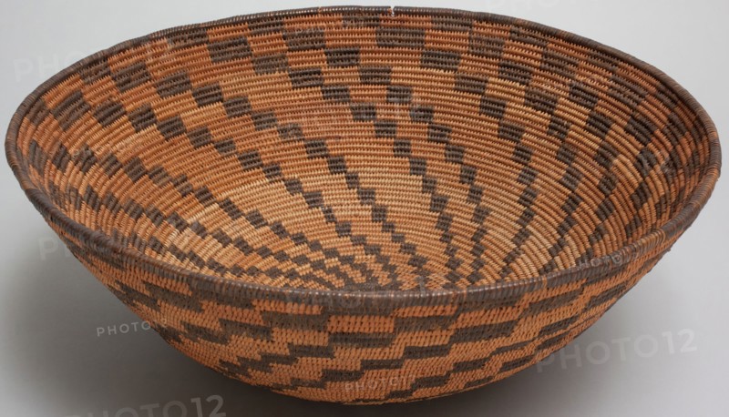 Western Apache, Native American, Basket, between 1890 and 1910, devil's claw (martynia), willow and cottonwood, Overall: 4 7/8 × 13 inches (12.4 × 33 cm)