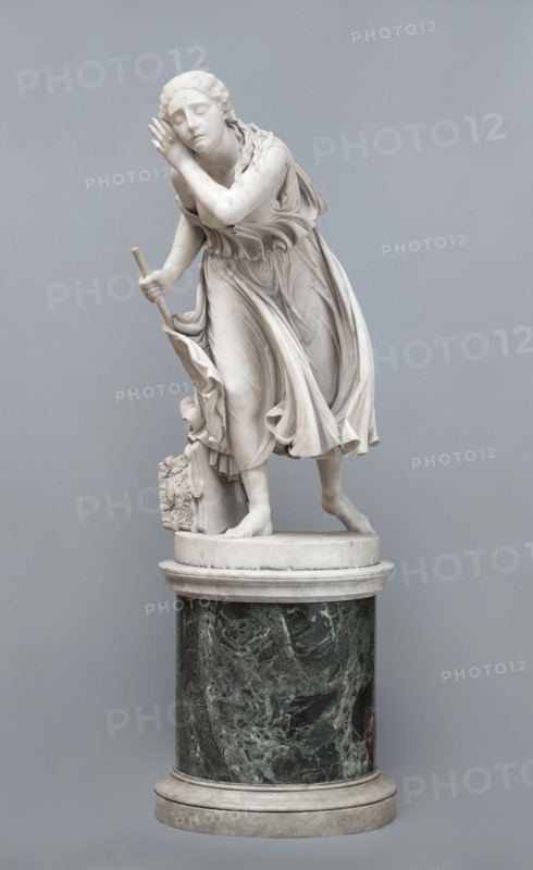 Randolph John Rogers, American, 1825-1892, Nydia, the Blind Girl of Pompeii, ca. 1850s, marble, Including base: 77 3/4 × 27 1/2 × 39 1/2 inches (197.5 × 69.9 × 100.3 cm)