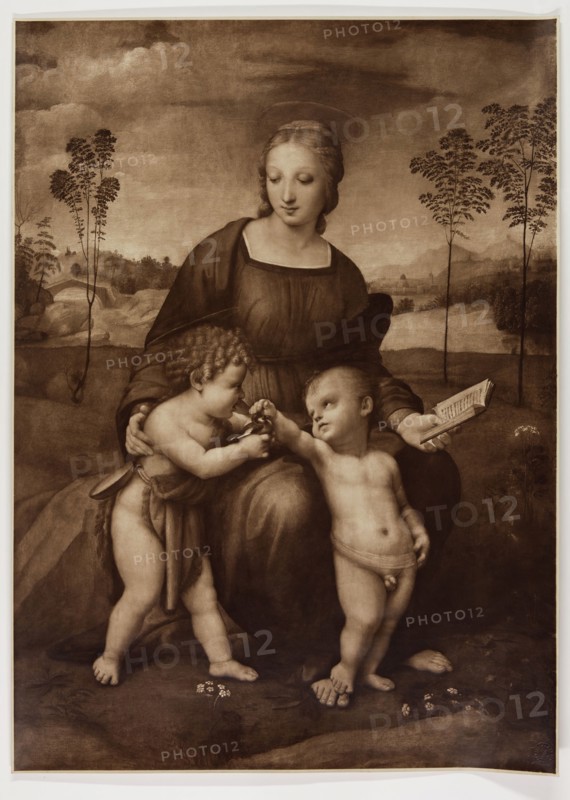 James Anderson, English, 1813-1877, after Raphael, Italian, 1483-1520, Madonna and Child with the Infant St. John, c. 1906, Sepia-toned carbon print, Image: 31 1/8 x 22 1/2 in.