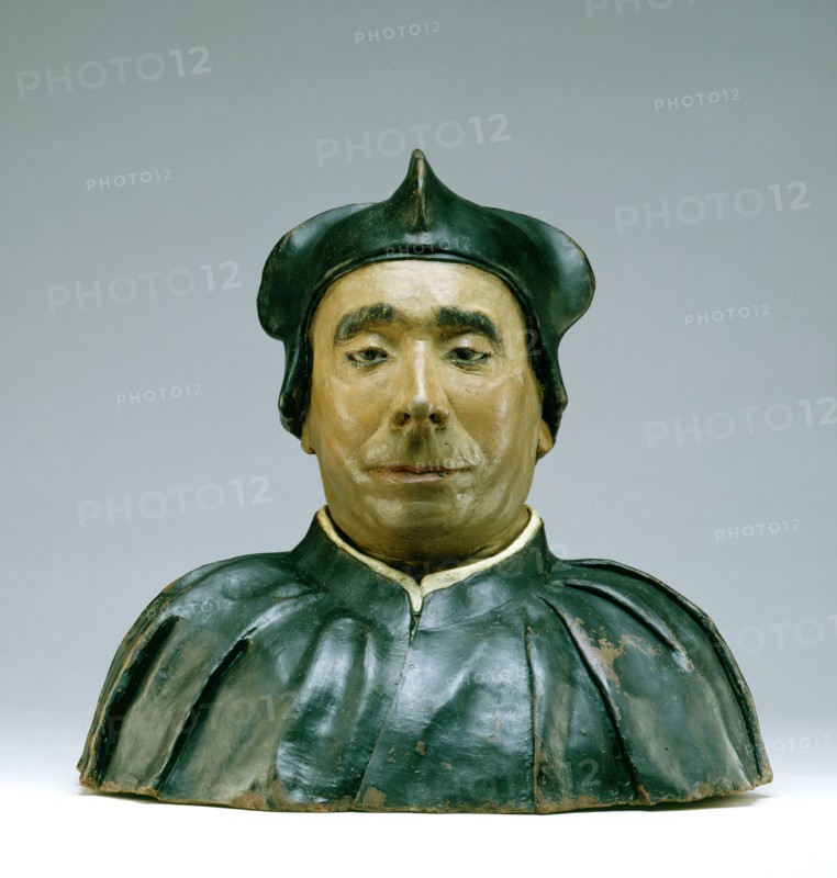 circle of Torrigiano, Pietro, Italian, active 1545, Bust of a Scholar or Prelate, 1545, Terracotta with polychrome decoration, Overall: 15 1/2 × 16 1/2 × 10 1/2 inches (39.4 × 41.9 × 26.7 cm)