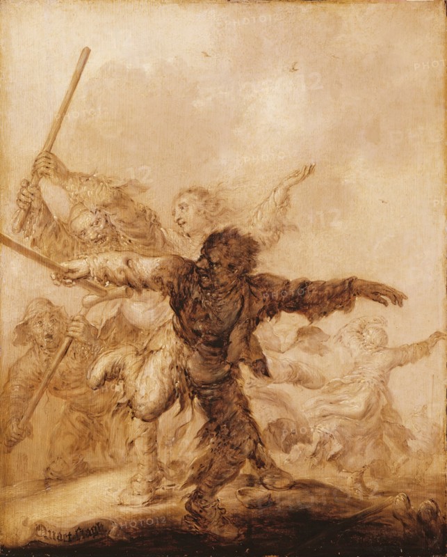 Adriaen Pietersz van de Venne, Dutch, 1589-1662, Angry Blows, 1625/1640, Oil on oak panel, 17 3/4 x 14 1/4 in. (45.1 x 36.2 cm)