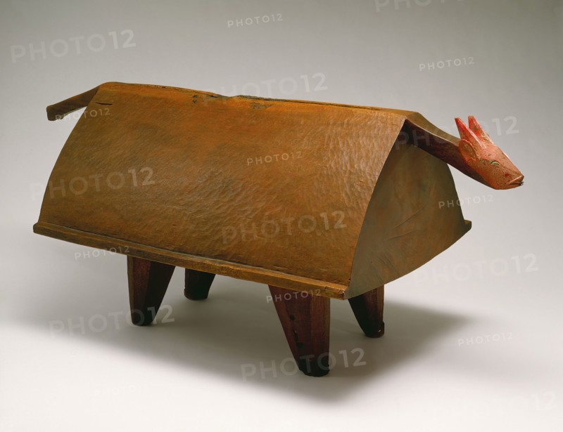 Barambo, African, Slit Drum, early 20th Century, Wood, pigment, 48 x 96 x 48 in.