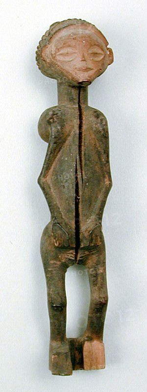 Chokwe, African, Female Figure, 1900 - 1915, Wood, Overall: 6 1/4 × 1 3/8 × 1 1/2 inches (15.9 × 3.5 × 3.8 cm)