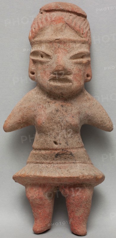 Preclassic Village, Precolumbian, Figure with Skirt, between 1500 and 900 BCE, earthenware, Overall: 5 1/2 × 3 inches (14 × 7.6 cm)