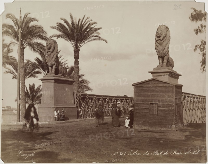Zangaki, Greek, active 1860-1889, Entrance to Kasr-en-Nile Bridge, Cairo, 19th century, albumen print