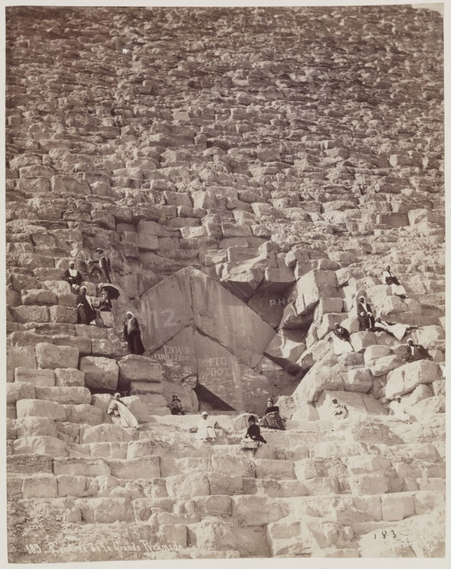 J. Pascal Sébah, Turkish, active ca. 1823-1886, North Face of the Great Pyramid at Giza, 19th century, albumen print, Image: 10 5/16 × 8 1/8 inches (26.2 × 20.6 cm)