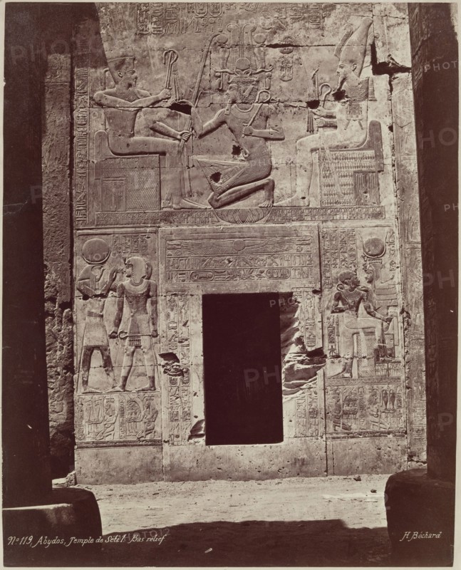 Henri Béchard, French, 1869-1889, Bas Relief on Temple of Seti I at Abydos, late 19th century, albumen print