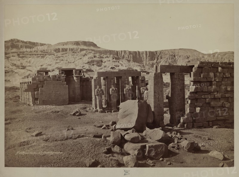 Henri Béchard, French, 1869-1889, General View of the Ramesseum. Luxor, West Bank (Thebes), late 19th century, albumen print, Image: 10 1/2 × 15 inches (26.7 × 38.1 cm)