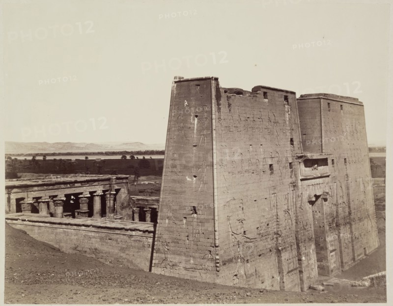 Anonymous Artist, Temple of Edfu, 19th century, albumen print, Image: 8 1/4 × 10 1/2 inches (21 × 26.7 cm)