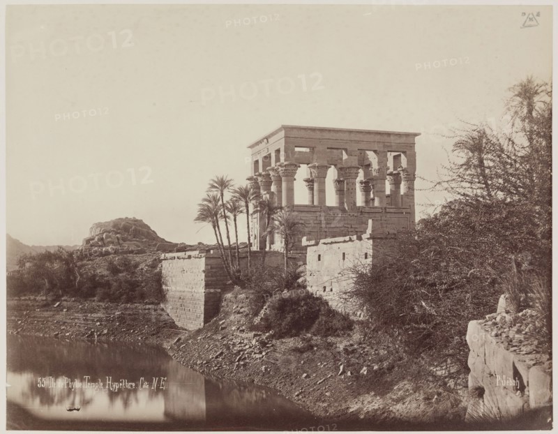 J. Pascal Sébah, Turkish, active ca. 1823-1886, Kiosk of Trajan (Pharoah's Bed) on the Island of Philae, 19th century, albumen print, Image: 8 × 10 1/4 inches (20.3 × 26 cm)
