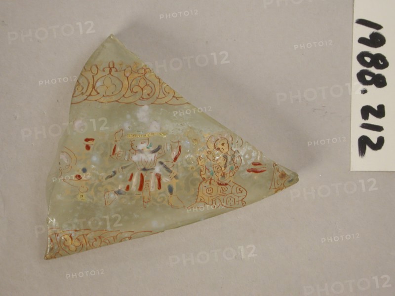 Islamic, Syrian, Fragment of a Vessel, ca. 1250, Gilded and enamelled glass, Overall: 2 × 2 1/4 inches (5.1 × 5.7 cm)