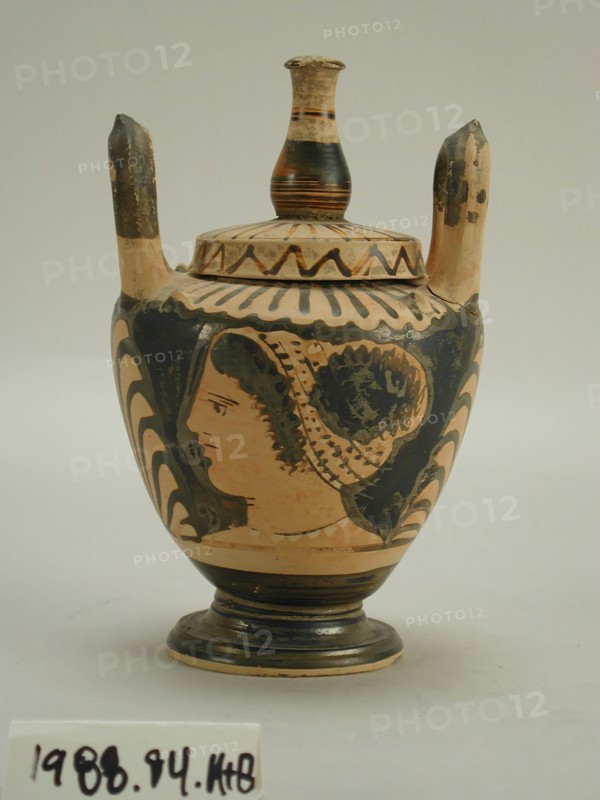 Greek, Lebes Gamikos, 340/320 BC, Red-figure ware, Height x Diameter: 6 1/8 x 3 3/4 x 3 3/4 in. (15.6 x 9.5 x 9.5 cm) Measured with lid