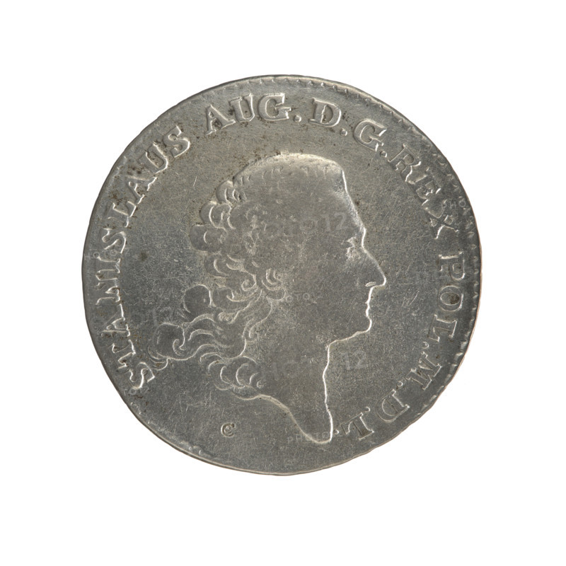 2 gold crown coins, obverse: head of Stanislaw August Poniatowski with inscription around the rim 'STANISLAUS AUG.DGREX POL.MDL' and pearl border; reverse: under a crown, in a wreath, a round five-field coat of arms with the coats of arms of Poland (Orzel), Lithuania (Pogon) and the Poniatowski coat of arms (Ciolek), around the wreath the Order of the White Eagle, flanked by letters 'F - S' and '8 - GR.', rim inscription 'XL.EX.MARCA. - PURA.COL:1766.', pearl border and decorative edge; mint marks 'Sylm, Frederick William (fl. 1765-1767)'; Leliwa (punctus). Date: 1766. Place: Warsaw, Polish–Lithuanian Commonwealth. Material: gold. Object type: crown coins. Dimensions: diameters 28.7 mm and 29.0 mm; weight 9.30 g.