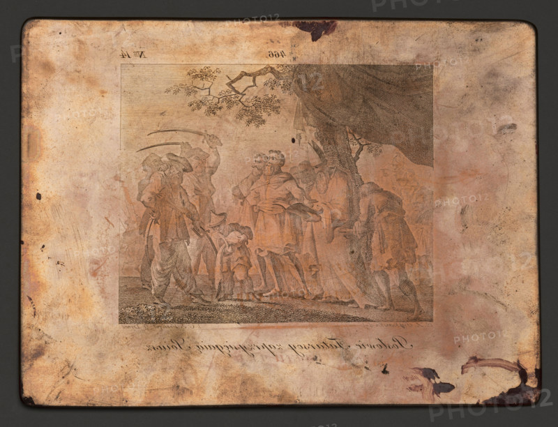 Plate - Tatar envoys swear an alliance, illustration to 'Historical Songs' by JU Niemcewicz; Frenzel, Johann Gottfried Abraham (1782–1855), graphic artist; Sulkowska, Ewa (1786–1824), graphic artist; 1816; graphic plate; height 13.9 cm, width 17.2 cm