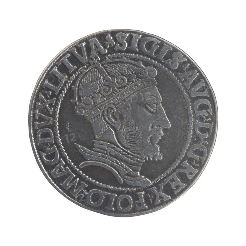 Lithuanian sixer, Sigismund II Augustus (King of Poland; 1544–1572). Jagiellonians (dynasty). Coats of arms, royal bust, Polish coin. Sigismund II Augustus (King of Poland; 1520–1572) — iconography. Pogon (coat of arms; Lithuania). Male busts. WQXBCFS
I:\nmw crop ready cleaned\ WQXBCFS
I:\nmw crop ready cleaned\Obv.: Crowned male bust in armour turned right; inscription around: .SIGIS.AVG.DGREX.POLO.MAG.DVX.LITVA WQXBCFS
I:\nmw crop ready cleaned\Rev.: Under the ducal mitre a shield with the Lithuanian Pahonia and the year 1547; on the sides of the shield the number of values V - I; in the rim the inscription: GROSS.AR.SEXDVP.MAG.DVCAT9.LITVAN. 1547. WQXBCFS
I:\nmw crop ready cleaned\ WQXBCFS
I:\nmw crop ready cleaned\Grand Duchy of Lithuania, Vilnius, Poland. Coin. Diameter 27.7 mm; diameter 28.2 mm; weight 5.15 g.
