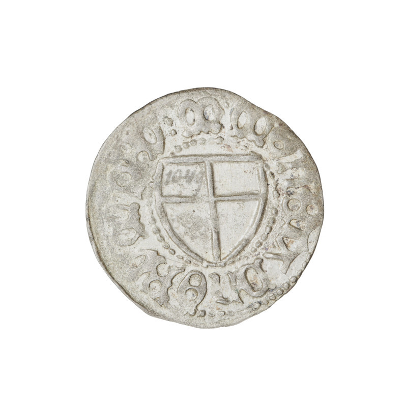 Teutonic szelag, Marcin Truchsess von Wetzhausen (Grand Master; 1477–1489), publisher Wesner, Hans (fl. 1480–?), monastic shield of the Grand Master (iconographic), Teutonic shield (iconographic), Teutonic Knights (order). Obverse: monastic shield of the Grand Master; on the rim between the pearl borders, the inscription. Reverse: monastic shield; in the rim between the pearl borders an inscription, 1477–1489. State of the Teutonic Order (1226–1525), Königsberg. Coin; diameter 19.8 mm; weight 1.31 g; axis 180°.