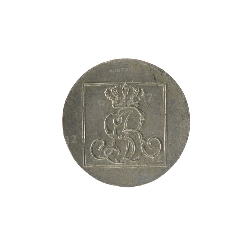 silver Crown groschen, Stanislaw August Poniatowski (King of Poland; 1764–1795), Brenn, Efraim (fl. 1774–1792), Stanislaw August Poniatowski (King of Poland; 1732–1798), monograms, tied monograms, royal monograms, inscriptions, Crown coins, Polish coins. Obverse: in a square frame, under the crown, a tied monogram composed of the letters SAR, pearl border. Reverse: in a square frame an inscription in five lines: 320/EX/MARCA/PURA.COL./1778, on the sides of the square: 1.GR./R.POL./MDL/EB, pearl border. 1778, Polish–Lithuanian Commonwealth (1569–1795), Warsaw, Poland. Coin; diameter 20.8–21.0 mm, weight 2.25 g.