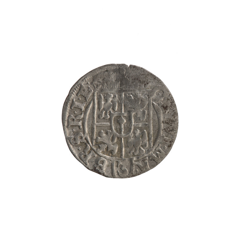 one-and-a-half, Ernest Pfahler, the hoard from Wislica (numism.), cross (iconographic), orb of rule (iconographic), coats of arms. Obv.: under the ducal mitre a five-field coat of arms; below in the shield the value numeral 3. In the rim between the rims an inscription divided by the mitre and the value numeral GE.WI.MA. - BR.SRIE. Rv.: royal orb with a cross with arms terminating in finials; in the lower part of the apple, the value digits 24; on the sides of the cross, the date digits 2 - 5. In the rim between the rims, an inscription divided by a cross and a heart below the apple: MONE.NO - DVC, VS., 1625, Königsberg, Ducal Prussia (1525–1701). Coin: diameter 19.3 mm, weight 0.96 g, axis 0°.