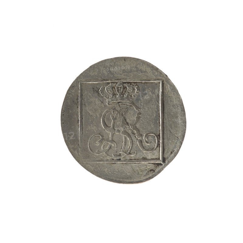 Silver crown groschen, Antoni (fl. 1772–1774); Stanislaw August Poniatowski (King of Poland; 1764–1795 / 1732–1798). Obverse: in a square frame under a crown, a tied royal monogram composed of the letters SAR; pearl border. Reverse: in a square frame an inscription in five lines: '320/EX/MARCA/PURA.COL./1772'; on the sides of the square: '1.GR./R.POL./MDL/AP'; pearl border; dated 1772. Polish–Lithuanian Commonwealth (1569–1795). Coin; diameter c. 20.8–21.6 mm; weight 1.83 g.