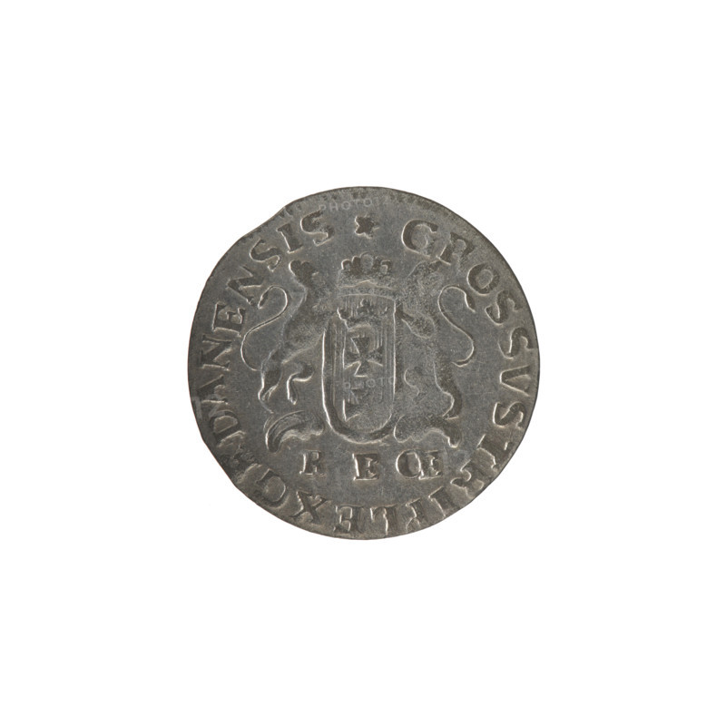 Gdansk trojak, Stanislaw August Poniatowski (King of Poland; 1764–1795), Oeckermann, Rudolf Ernest (1760–1765), monograms, royal monograms, tied monograms, Stanislaw August Poniatowski (King of Poland; 1732–1798), coats of arms, city coats of arms, Gdansk (coat of arms), city coins. Obv.: Under the crown, a tied monogram composed of the letters SAR, on the sides: 17 - 65, pearl border. Rev.: Gdansk shield heraldic symbol supported by two lions, signature below: RE OE, around it an inscription beginning with a star .GROSSVS TRIPLEX GEDANENSIS, pearl border. 1765, Polish–Lithuanian Commonwealth (1569–1795), Gdansk, Poland. Coin; diameter 19.5–19.7 mm, weight 1.34 g.
