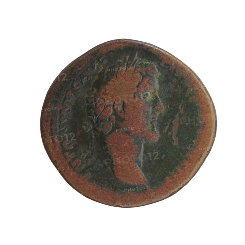 Sestertius, Antoninus Pius (86–161; Roman emperor 138–161), issuer: Antoninus Pius. Obverse: Head of the emperor in a laurel wreath facing right, legend ANTONINVS AVG PIV. Reverse: Personification of the Tiber semi-reclining facing left; right hand rests on a ship, left hand holds a reed and rests on a vessel pouring water; legend SC. Date: 140–144. Roman Empire (27 BC–476), Rome. Coin; diameter ~32.5–33.0 mm, weight 24.50 g, axis 0°.