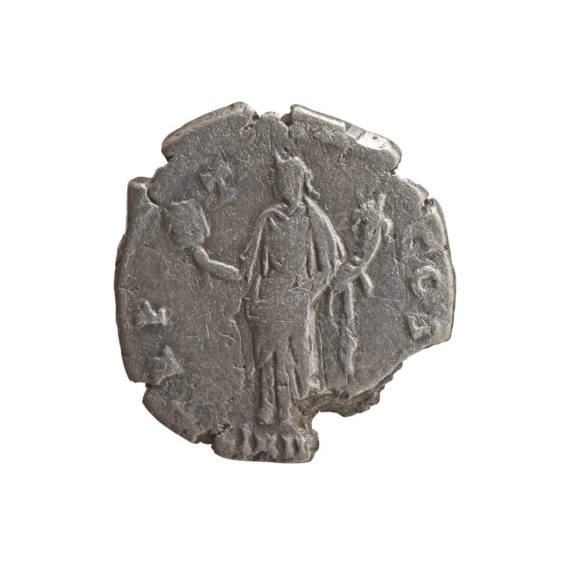 Denarius, Antoninus Pius (86–161; Roman emperor 138–161). Obverse: Head of Antoninus Pius in a laurel wreath facing right, inscription ANTONINVS G PIVS PP. Reverse: Liberalitas standing left, holding an abacus in his right hand and a cornucopia in his left, inscription TR PO–T–COS. Iconography: Liberalitas (personification), cornucopia. Episode IB II, 145–161. Roman Empire (27 BC–476), Rome. Coin. Diameter 16.5–17.5 mm, weight 2.67 g, axis 210°.