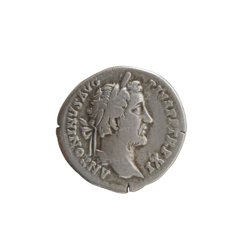 Denarius, Antoninus Pius (86–161; Roman emperor 138–161), issuer. Obverse: head of the emperor in a laurel wreath facing right, legend 'ANTONINVS AVG - PIVS PP TR P XI' around. Reverse: inscription in an oak wreath, in the middle of the oak wreath legend 'PRIMI / DECEN / COS IIII.' Date: 147–148. Culture/place: Roman Empire, Rome. Medium/function: coin. Diameter: 17.5–18.0 mm. Weight: 3.07 g. Axis: 15 degrees. Iconography: oak wreaths; head of Antoninus Pius in a laurel wreath.
