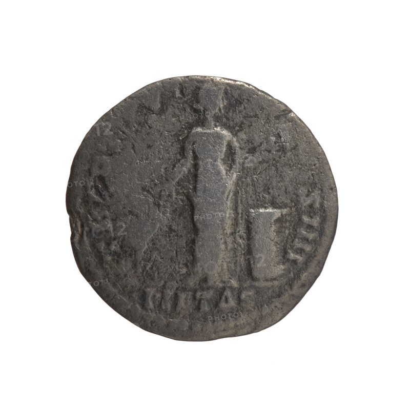Denarius, Antoninus Pius (86–161; Roman emperor 138–161), issuer: Antoninus Pius. Obverse: Head of the emperor in a laurel wreath facing right, inscription IMP CAES T AEL HADR ANTONINVS AVG PIVS PP. Reverse: Pietas standing to the right, right hand lowered holding a fawn by the neck, left hand holding a bowl of fruit above an altar, inscription TR POT XV - OS IIII. Iconography: fawns, head of the emperor in a laurel wreath, animals, bowls, fruits, personifications, altars, Pietas. Date: 151–152. Period: Roman Empire (27 BC–476), Rome. Object type: coin (denarius). Dimensions: diameter 17.0–17.5 mm, weight 2.45 g, axis 180 degrees.