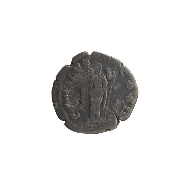 Denarius, Antoninus Pius (86–161; Roman emperor 138–161), issuer: Antoninus Pius. Obverse: head of the emperor in a laurel wreath facing right, inscription 'ONINVS AVG PIVS PP TRP XXIII'. Reverse: Pax standing left, holding a branch in his right hand and a long scepter in his left, inscription 'P I AVG - COS II'. Date: 159–160. Culture/place: Roman Empire, Rome. Medium: coin. Dimensions: diameter 16.5–17.5 mm, weight 2.80 g, axis 180 degrees. Icons: branches, scepters, Pax (personification), personifications.