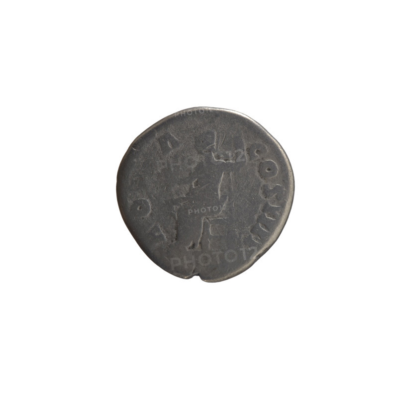 Denarius of Antoninus Pius (86–161; Roman emperor 138–161), issuer: Antoninus Pius; obverse: head of the emperor in a laurel wreath facing right, inscription ANTONINVS AVG PIVS PP TRP XXIII; reverse: Roma seated left holding Victory in his outstretched right hand and a spear in his left, inscription RO, A - COS IIII; personifications: Roma, Victoria; attributes: spears; date: 159–160; culture: Roman Empire; place: Rome; medium: coin; diameter 17.0–17.5 mm; weight 2.67 g; axis 0°.