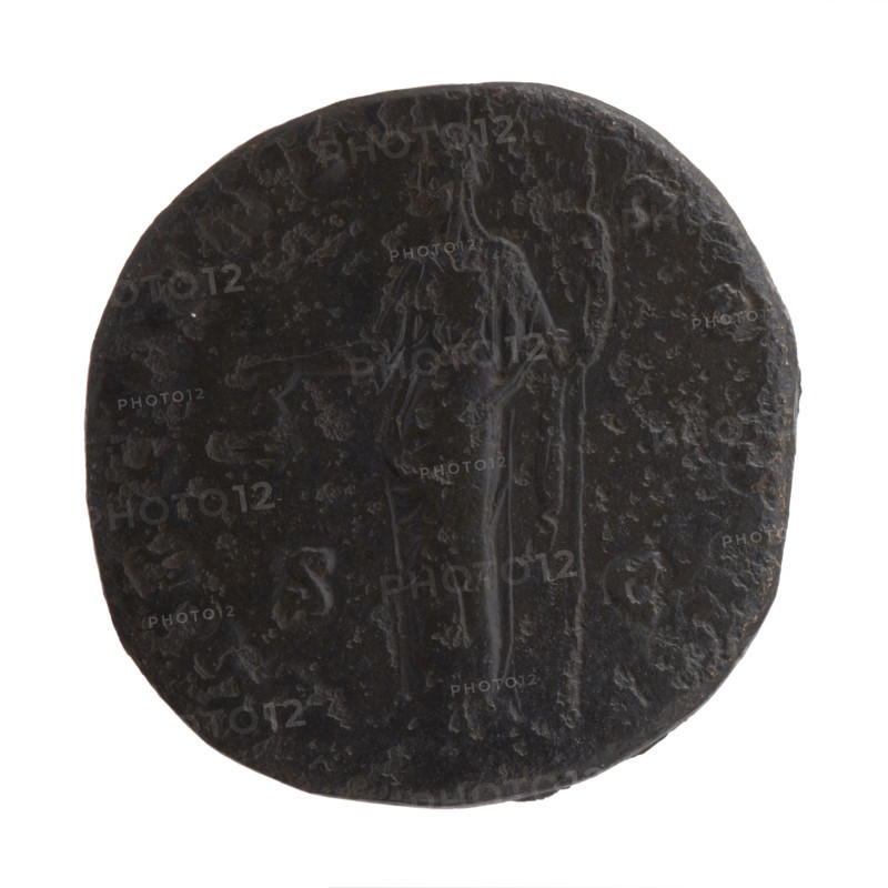Sestertius, Antoninus Pius (86–161; Roman emperor 138–161) — obverse: head of the emperor in a laurel wreath to the right, inscribed NINVS AVG·PIVS PP·TR·VII; reverse: Libertas standing left, holding a pileus (liberation cap) in her right hand and a staff (vindicta) in her left, inscribed LIBERTAS·COS·III and SC. Date: 153–154 CE. Roman Empire (27 BC–476). Rome. Coin; diameter 30.0–31.5 mm, weight 24.35 g, axis 0°.