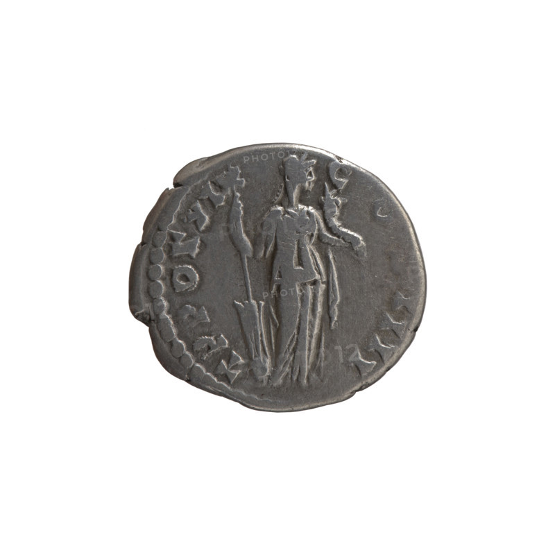 Denarius of Antoninus Pius (86–161; Roman emperor 138–161), 155–156, Rome. Obverse: Head of Antoninus Pius in laurel wreath facing right, inscription ONINVS AVG - PIVS PP IMP II. Reverse: Fortuna standing right; in her right hand a long rudder leaning against a globe, in her left hand a cornucopia, inscription TR POT XIX - CO, IIII. Iconography: Antoninus Pius; personification Fortuna with globe, rudder, and horns of plenty. Roman Imperial coin; diameter 16.0–16.5 mm, weight 3.60 g, axis 210°.