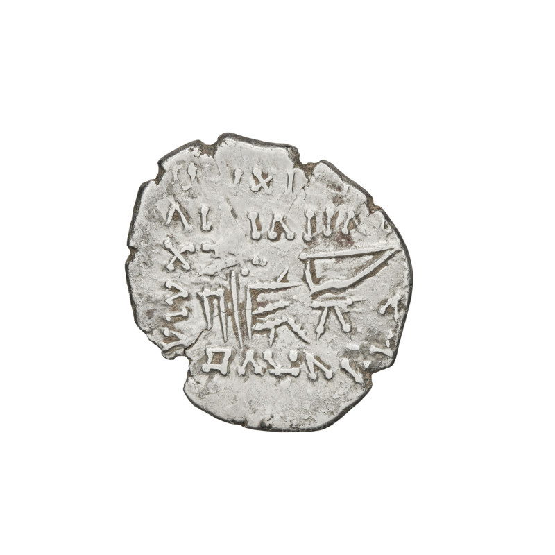 Drachma of Artabanos IV (king of Parthia; 213–224 AD). Obverse: bust of Artabanos IV wearing a tiara, king facing left. Reverse: Arsakes seated on a throne, holding a bow, facing right; below the arch – monogram. Iconography: helmets, Arsakes I (king of Parthia; ca. 247–217 BC) — Arsakes on the throne, heads, bows (armed), tiaras. Date: 213–227. Place: Ecbatana, Parthia (Iran). Coin: diameter 18.0–20.0 mm; weight 3.65 g.