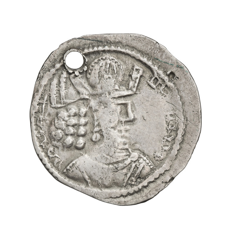 drachma, Shapur II (ruler of Persia; 309–379), Obv.: Bust of Shapur II facing right; on his head a crown with a korymbos. Pehlevi inscription. Rev.: Fire altar, in its flames a male bust facing right; on the sides stand two male figures facing each other, both holding barsomas in their hands; pearl rim. Pehlevi inscription. 309–379, Persia, Sassanid art, Sassanid Kingdom, fire altar, coin, diameter 23.0 mm, weight 3.30 g
