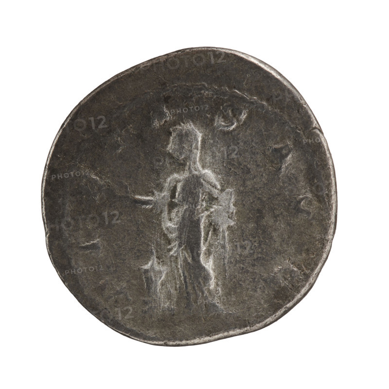 Antoninian, Elagabalus (204–222; Roman emperor 218–222), Julia Maesa (ca. 160–224; Augusta 218–224). Obv.: IVLIAMAESAAVG — Bust of Julia Maesa in a diadem and drapery, crescent behind, pearl border. Rev.: PIETASAVG — Pietas stands upright, head turned left, right hand extended above an altar at her feet, left hand holds a ciborium, pearl border. Date: 218–222. Roman Empire. Rome. Coin: diameter 22.5–23.0 mm, weight 4.37 g.