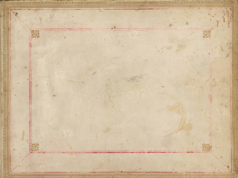 Topographical photo album of Rome with 56 photos, photograph album, scrapbook, Photo album with 56 photos on 58 pages. Depicted are squares, buildings, halls, and sculptures in Rome and Vatican City, including the Sistine Chapel, ruins of buildings on the Roman Forum, and the River Tiber. The name of a creator is mentioned on only 1 photo; the photographer of the remaining photos is anonymous. A line of text is printed with each photo, describing what is depicted in the photo., retailer's mark: 'ENRICO ANDERSEN, 30, VIA DUE MACELLI, 35, ROMA', compiler (person in literature): anonymous, Italy (possibly), Rome, c. 1895, compiler (person in literature), photographer, Italy, pasteboard, biological material, parchment (animal material), paper, albumen print, color on edge, decorated paper, gold print, oblong cardboard scrapbook, covered with white parchment with decorative border printed in gold, endpapers covered with ornamental paper, cardboard sheets with red on edge, height 281 mm x wi...